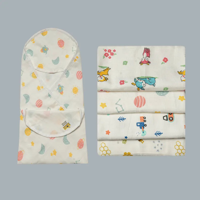 Muslin 2-Layer Hooded Towel (75cm x 75cm)