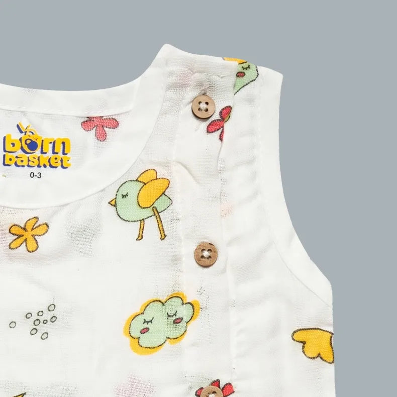 Muslin Side-Button Jabla (0-3 Months)