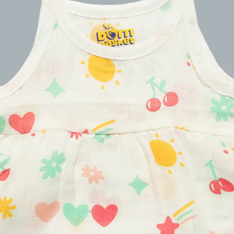 Muslin Baby Frock Tie-Knot (0-3 Months)