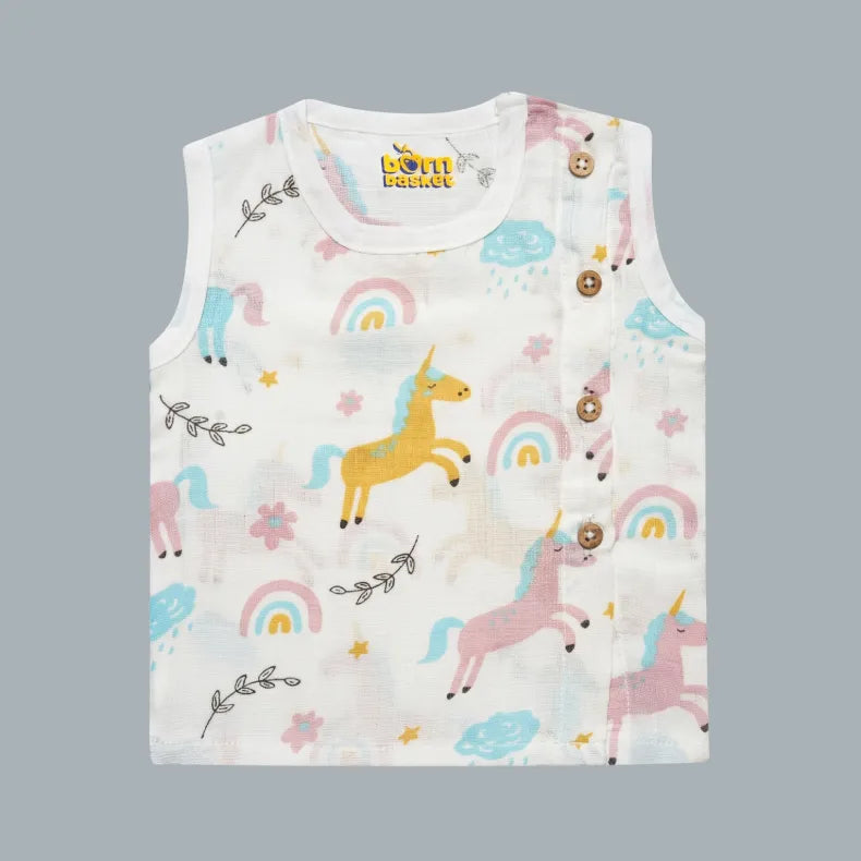 Muslin Side-Button Jabla (3-6 Months)