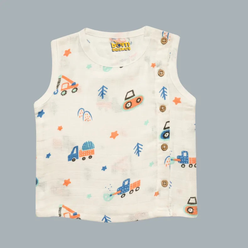 Muslin Side-Button Jabla (3-6 Months)