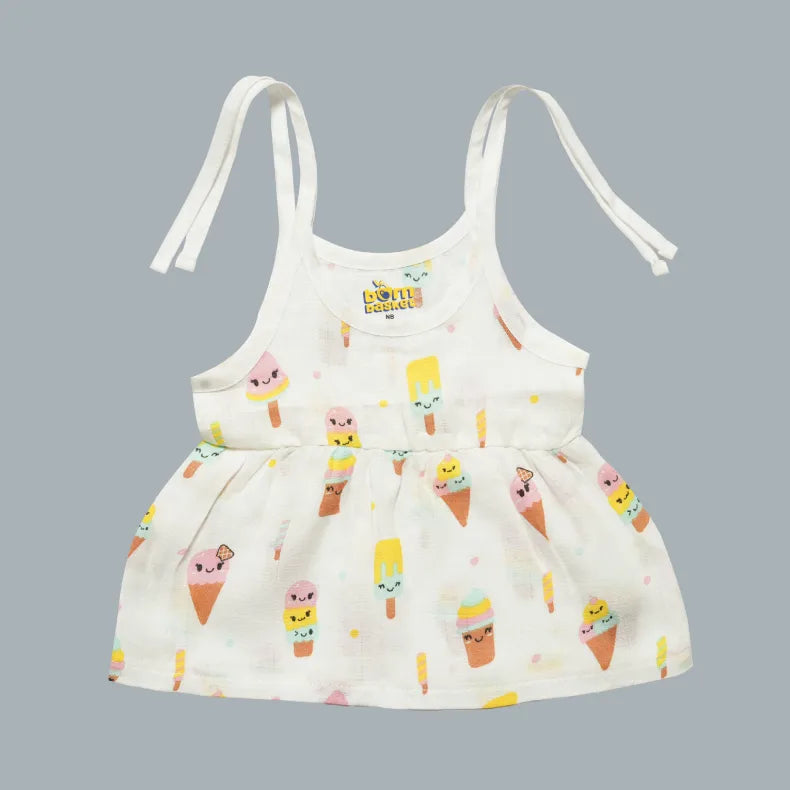 Muslin Baby Frock Tie-Knot (0-0 Months)